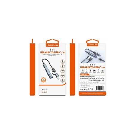 Adaptateur 5-en-1 HUB USB-C + USB-A XSSIVE XSS-HUB13 - Audio Ref A3269