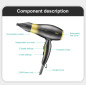 Sèche-cheveux pliable VGR V461 – 2000/2400 W double tension or Sèche-cheveux pliable VGR V461 – 2000/2400 W double tension or
