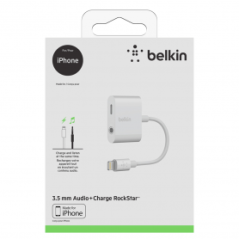 Adaptateur Lightning / 3,5mm Audio + Charge RockStar BELKIN (MFi) Ref