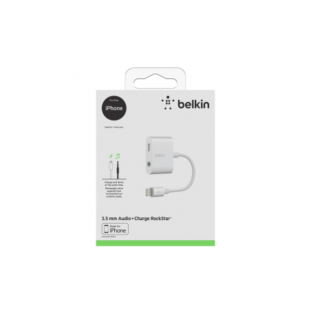 Adaptateur Lightning / 3,5mm Audio + Charge RockStar BELKIN (MFi) Ref