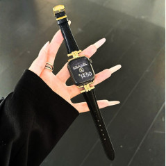 Bracelet Apple Watch cuir noir et or | Smarty