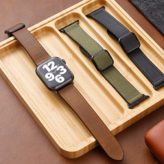 Bracelet magnétique Apple Watch cuir marron noir