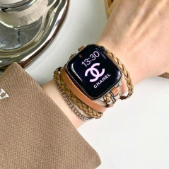 Bracelet tressé Apple Watch cuir marron | Smarty