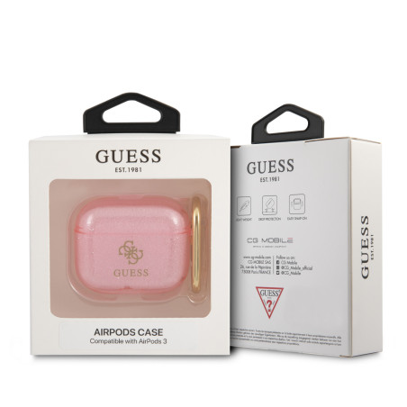 Coque de protection GUESS pour AirPods 3 GUA3UCG4GP – TPU pailleté Rose