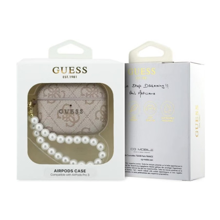 Coque de protection GUESS pour AirPods Pro 3 – PU Pearl Strap Rose