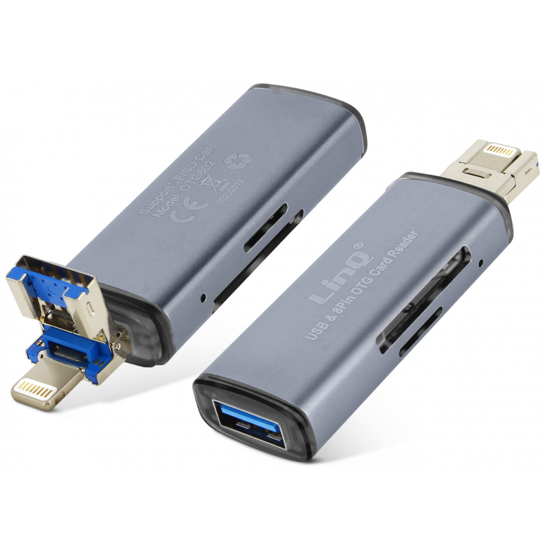 Lecteur de cartes LinQ OTG802 – Micro-SD/SD 2-en-1 Lightning / USB Lecteur de cartes LinQ OTG802 – Micro-SD/SD 2-en-1 Lightning / USB