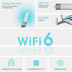 Adaptateur USB Wi‑Fi 6 AX1800 TP-Link TX20UH | Smarty