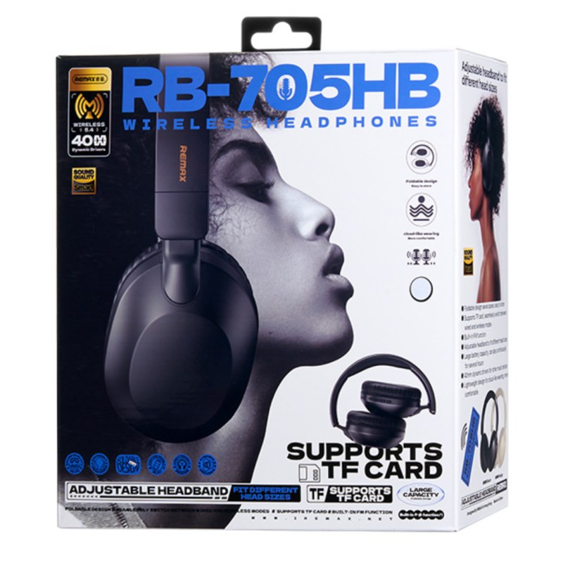 Foldable Wireless Headphones REMAX RB-705HB – Black 800mAh 18h