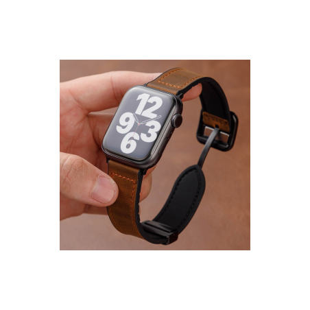 Bracelet magnétique pour Apple Watch - Silicone et Cuir Véritable - Ma