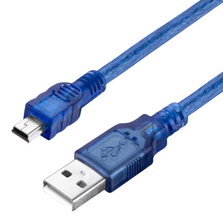USB 2.0 to Mini 5P cable ECO – 0.3 m Transparent Blue
