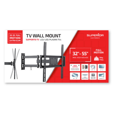Support TV mural Superior Electronics SUPSTV003 – 32 à 55 pouces 35 kg VESA 400 x 400