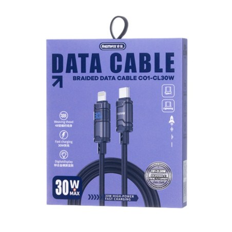 Câble USB-C vers Lightning REMAX C01-CL30W – 30 W, 1,2 m, Noir