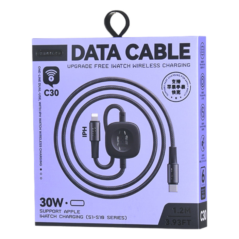 C-L Lightning Cable REMAX C30(C-L) – iWatch 30W 1.2m Black
