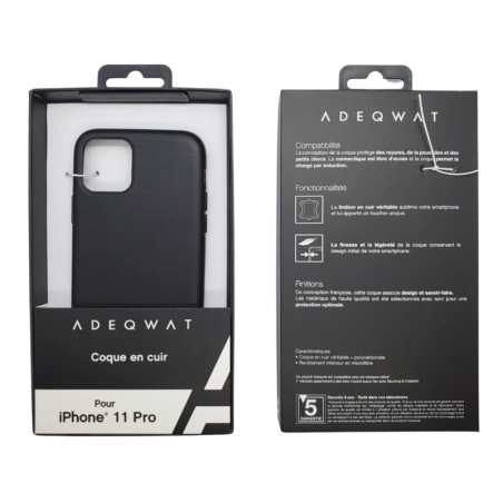 Etui Cuir ADEQWAT pour iPhone 11 Pro Noir | Smarty Paris 18e