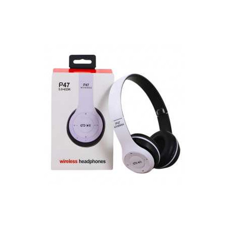 Casque Stéréo Bluetooth P47 - Blanc - Audio Ref A1735 | Smarty Paris
