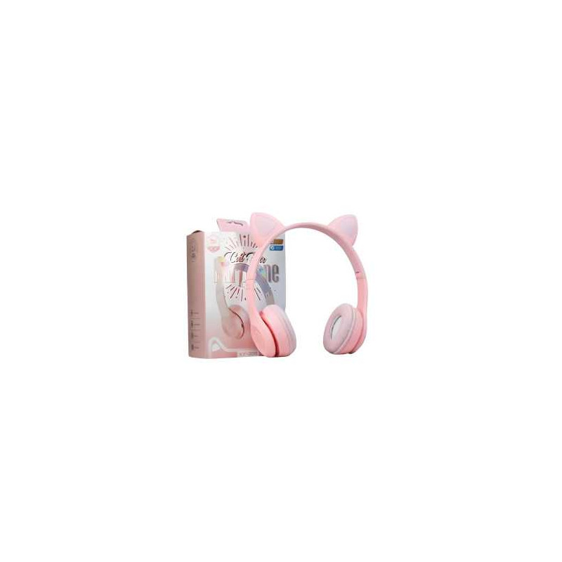 Casque Stéréo Bluetooth P47M avec Oreillette Lumineuse - Rose