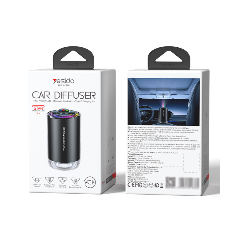 Car Fragrance Diffuser Yesido VC14 – Starry Sky Effect Black Car Fragrance Diffuser Yesido VC14 – Starry Sky Effect Black