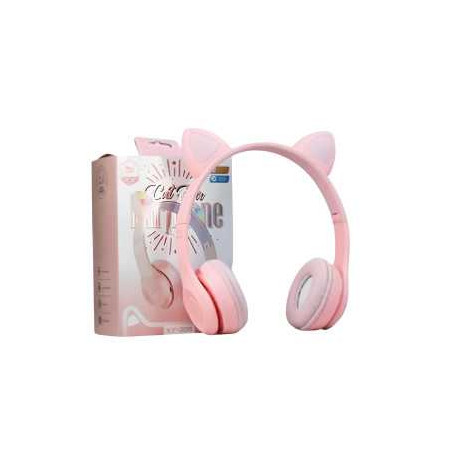 Casque Stéréo Bluetooth P47M avec Oreillette Lumineuse - Rose - Audio