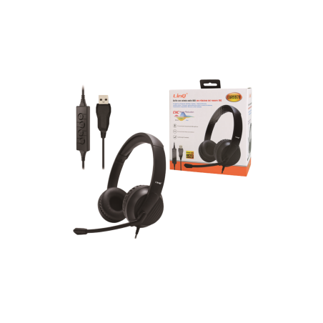 Casque USB avec microphone LinQ EAR9978 - Noir - Audio Ref A3514 | Sma
