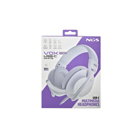 Casque avec Cable Stereo USB-C NGS VOX805 - Blanc - Audio Ref G4351 |