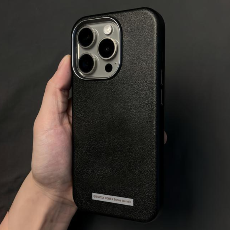 iPhone Case ECO – soft black faux leather minimalist design