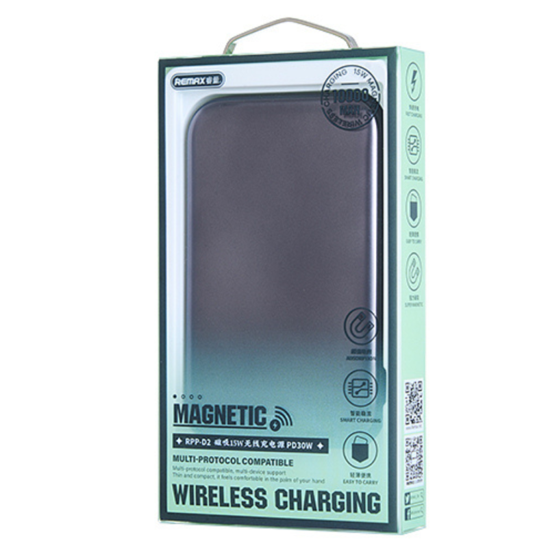 Batterie externe REMAX RPP-D2 – 10 000 mAh Gris, magnétique 15W Batterie externe REMAX RPP-D2 – 10 000 mAh Gris, magnétique 15W