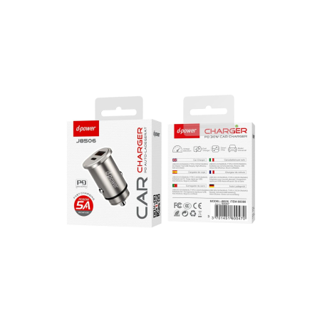 Chargeur 48W Allume-Cigare Avec 2 Ports Type-C + USB-A - D-power J8506