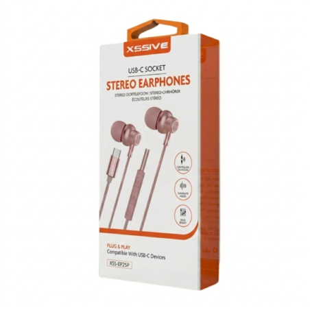 XSSIVE XSS-EP25P Stereo USB-C Earphones Purple