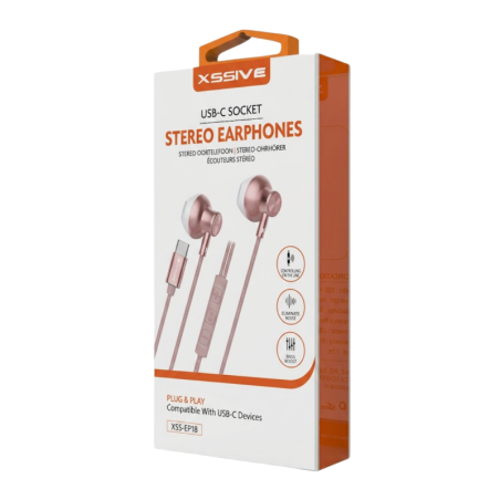 XSSIVE XSS-EP18P Stereo USB-C Earphones Purple