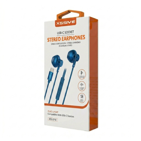 XSSIVE XSS-EP18BL Stereo USB-C Earphones Blue