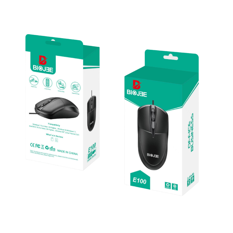 Souris Filaire USB BIOJEE E100 - Noir Souris Filaire USB BIOJEE E100 - Noir