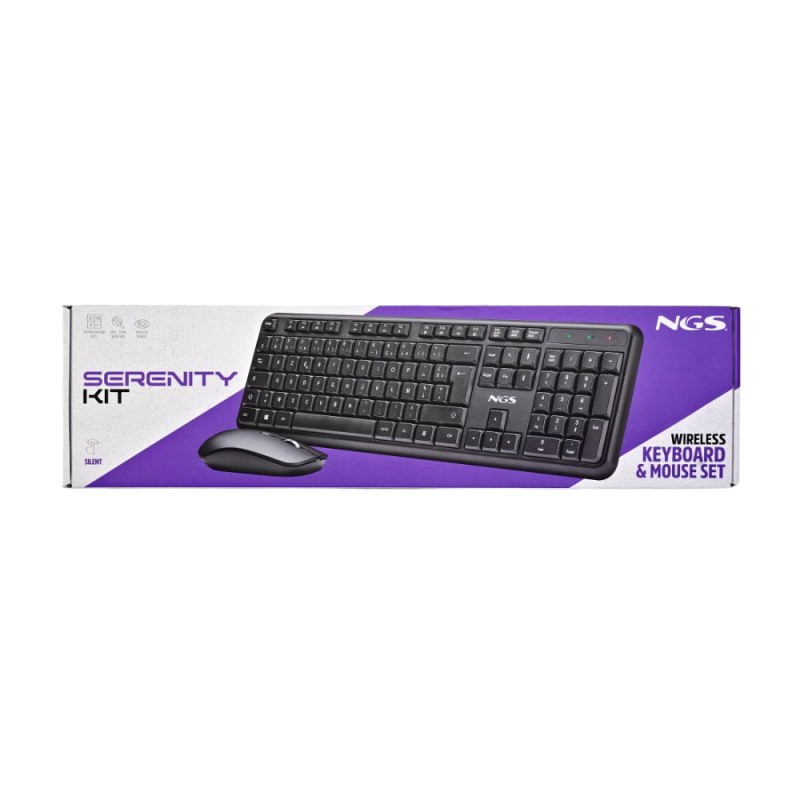 Ensemble clavier-souris NGS SerenityKitFrench – sans fil AZERTY, 12 touches multimédia Ensemble clavier-souris NGS SerenityKitFrench – sans fil AZERTY, 12 touches multimédia