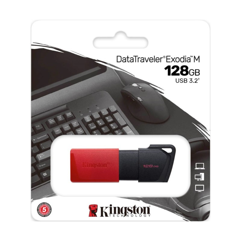 USB Flash Drive Kingston DataTraveler Exodia M – USB-A 3.2 128GB Black and Red