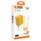 Kit chargeur WUW T78 – chargeur USB-C + câble Lightning/USB-C 20W Jaune Kit chargeur WUW T78 – chargeur USB-C + câble Lightning/USB-C 20W Jaune