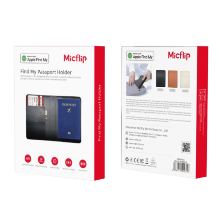 Protège-passeport en Cuir avec Localisateur Intégré Micflip PPK02 - Compatible Apple Find My - Marron