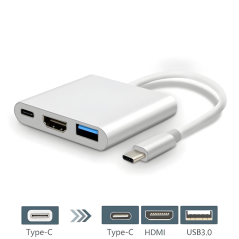 Hub USB-C 3-en-1 HDMI 4K argenté | Smarty