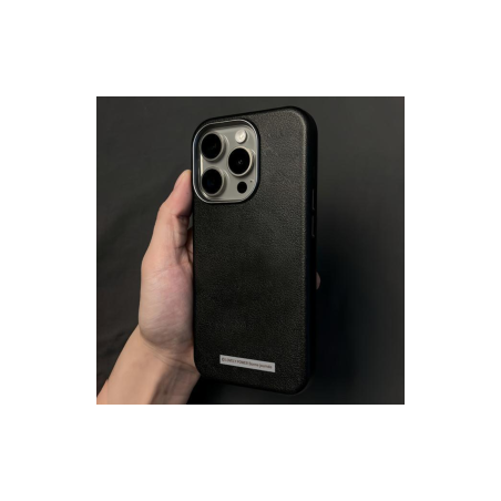 Coque souple pour iPhone en simili cuir noir Design minimaliste - @Lov