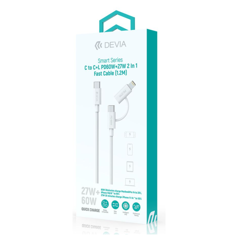 Câble 2-en-1 Type-C vers Type-C & Lightning D