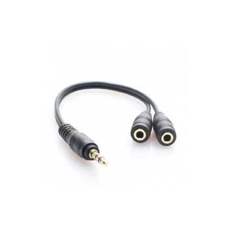 Câble Audio Jack 3,5 mm Mâle / 2 Jack 3,5 mm Femelle - 19,5 cm - Noir | Smarty Paris