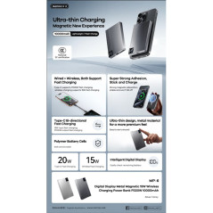 Batterie externe magnétique REMAX MP-5 Gris