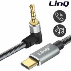 Câble Audio USB-C Mâle / Jack 3,5mm Mâle Nylon Tressé 1.5m LinQ TPC3519 | Smarty Paris