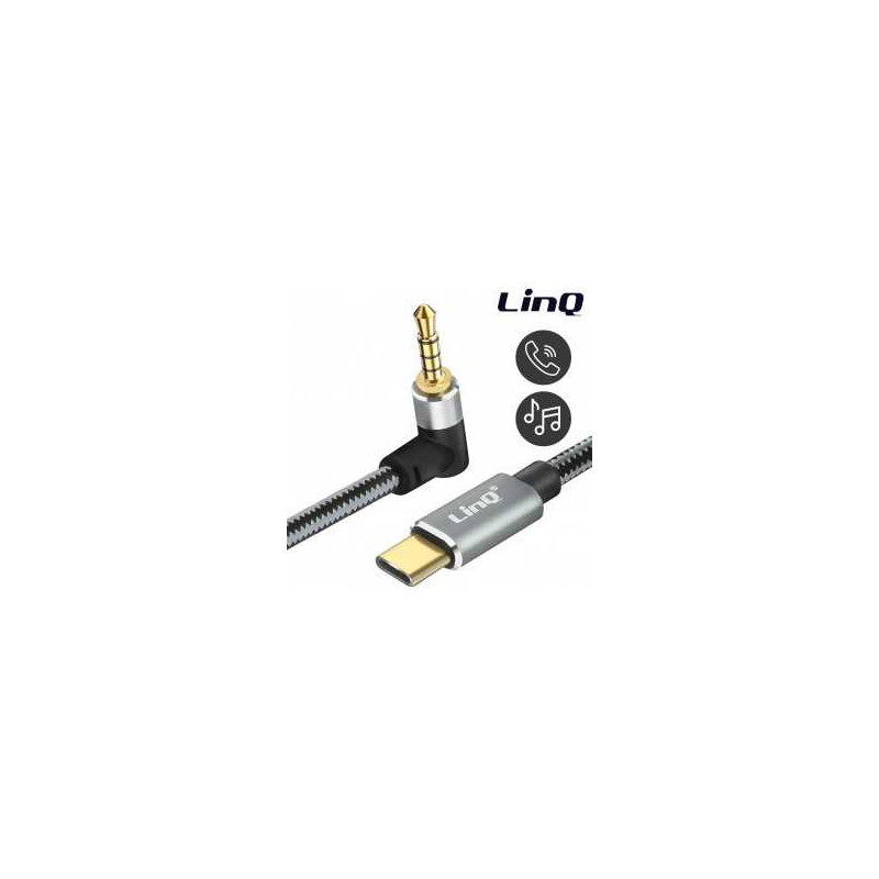Câble Audio USB-C Mâle / Jack 3,5mm Mâle Nylon Tressé 1.5m LinQ TPC3519