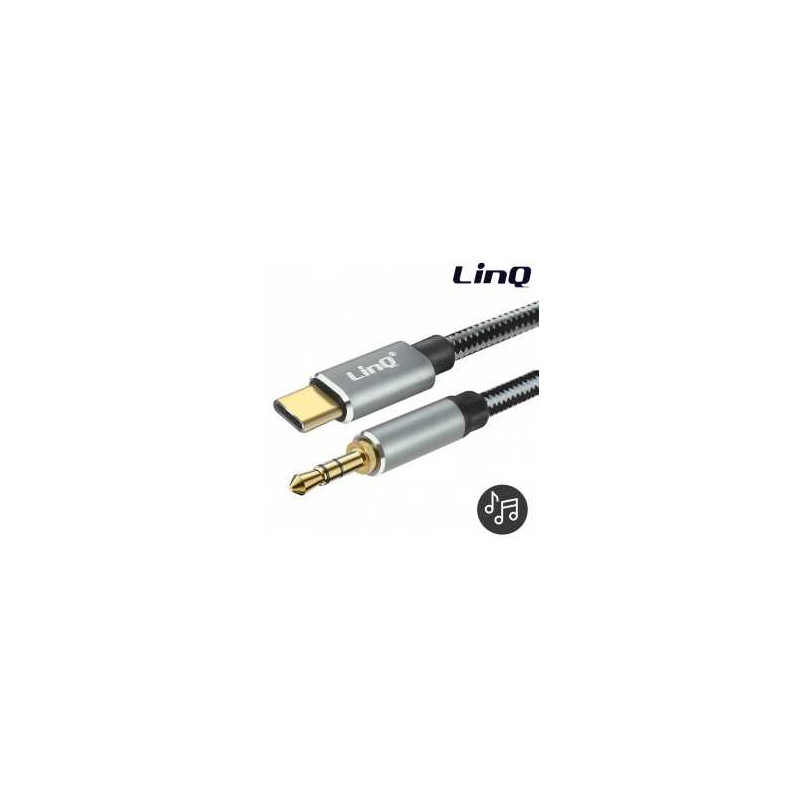 Câble Audio USB-C Mâle / Jack 3.5mm Mâle Nylon Tressé 1.5m LinQ TPC3515
