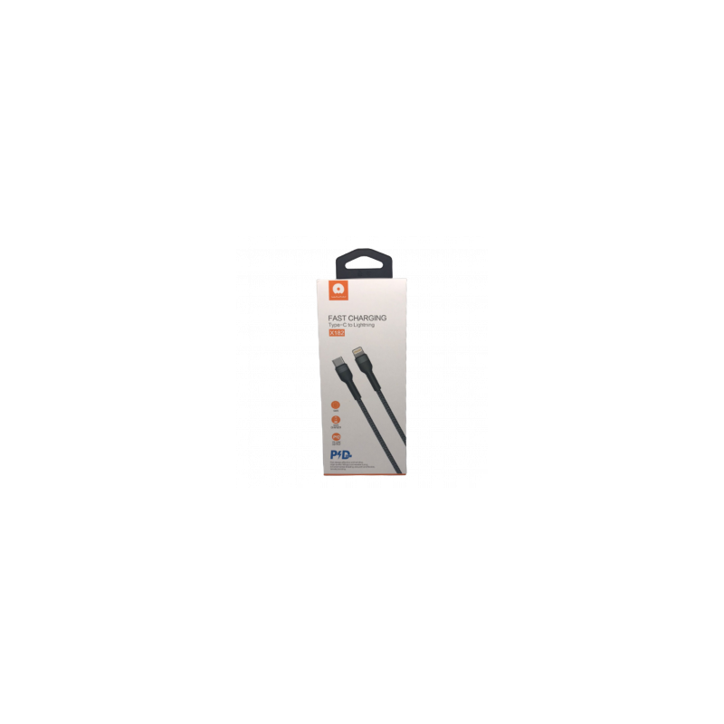 Câble USB-C / Lightning Nylon Tressé 20W Noir - X182 (WUW)