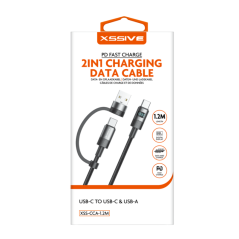 2-in-1 USB-C USB-A Cable XSSIVE XSS-CCA-1.2M