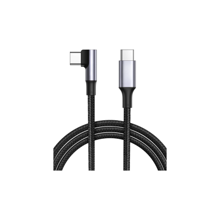 Câble USB-C / USB-C Coudé 90 Degrés Nylon Tressé - 1M Noir - Audio Ref