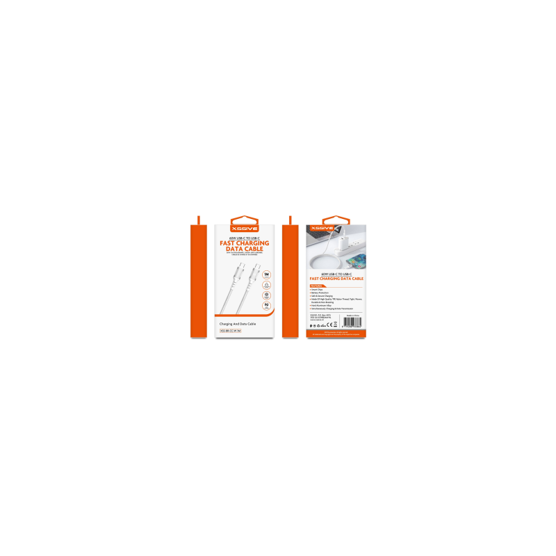 Câble de Charge USB-C / USB-C PD 60W 1M XSSIVE XSS-BR-CC-W 1M - Blanc