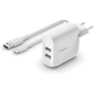 Belkin chargeur secteur avec câble USB-C vers USB-A – 24 W WCE001VF1MWH Belkin chargeur secteur avec câble USB-C vers USB-A – 24 W WCE001VF1MWH