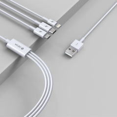 Câble 3-en-1 Devia 1,2 m blanc | Smarty