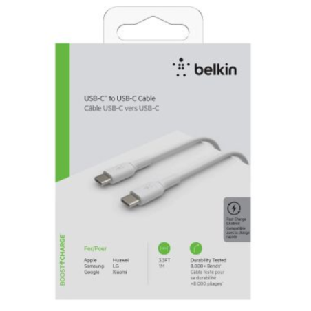 Câble USB-C / USB-C 1M BELKIN CAB003bt1MWH - | Smarty Paris